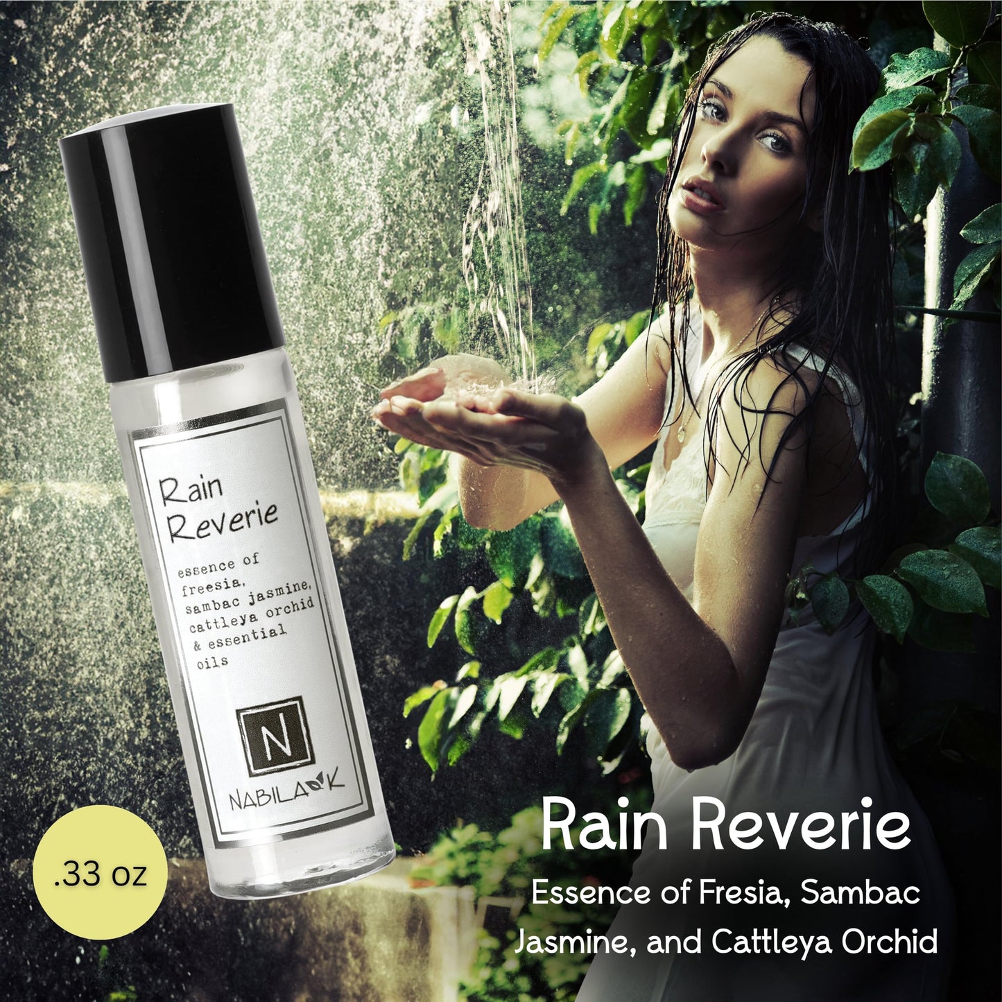 Nabila K Rain Reverie Orchid Roll-On Perfume Oil for Women | Alcohol-Free, Organic, Long-Lasting Fragrance | Travel Size, TSA Approved | 0.33 oz Beauty & Personal Care Nabila K