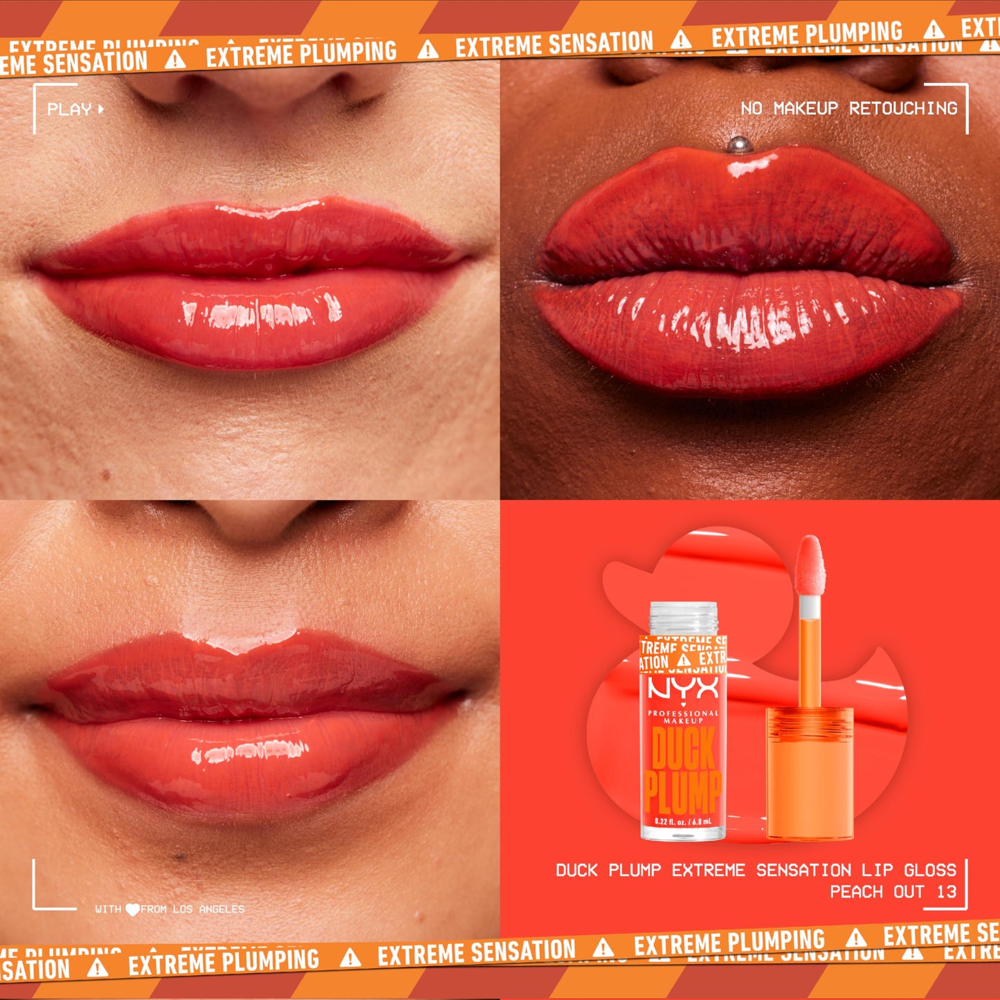 NYX PROFESSIONAL MAKEUP Duck Plump High Pigment Plumping Lip Gloss with Spicy Ginger, Vegan Lip Makeup - Peach Out (Vibrant Peach) Beauty and Personal Care NYX PROFESSIONAL MAKEUP