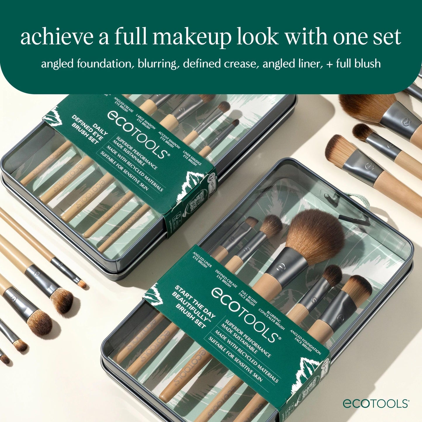 EcoTools Makeup Brush Set for Eyeshadow, Foundation, Blush, and Concealer with Bonus Storage Case, Start the Day Beautifully, Travel Friendly, 6 Piece Beauty & Personal Care EcoTools