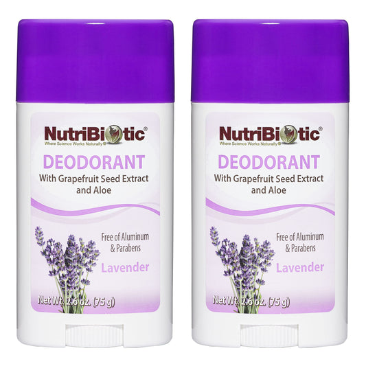 NutriBiotic Deodorant, Lavender, 2.6 Oz Stick Twin Pack - with Witch Hazel, Grapefruit Seed Extract, Aloe & Lavender Oil - Vegan & Free of Aluminum Beauty and Personal Care NutriBiotic