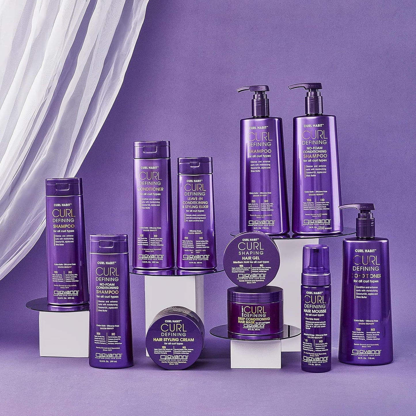 GIOVANNI Curl Habit Trio - Curly Hair Shampoo, Conditioner, & Mousse, Foaming Texture for Curls & Wavy Hair, Enhance Curls with Coconut Oil, Jojoba Beauty & Personal Care GIOVANNI