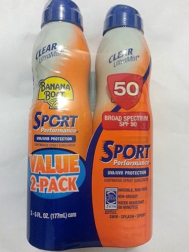 Banana Boat Continuous Spf#50 + Spray Sport 6 Ounce (Powerstay) (177ml) (2 Pack) Beauty & Personal Care Banana Boat
