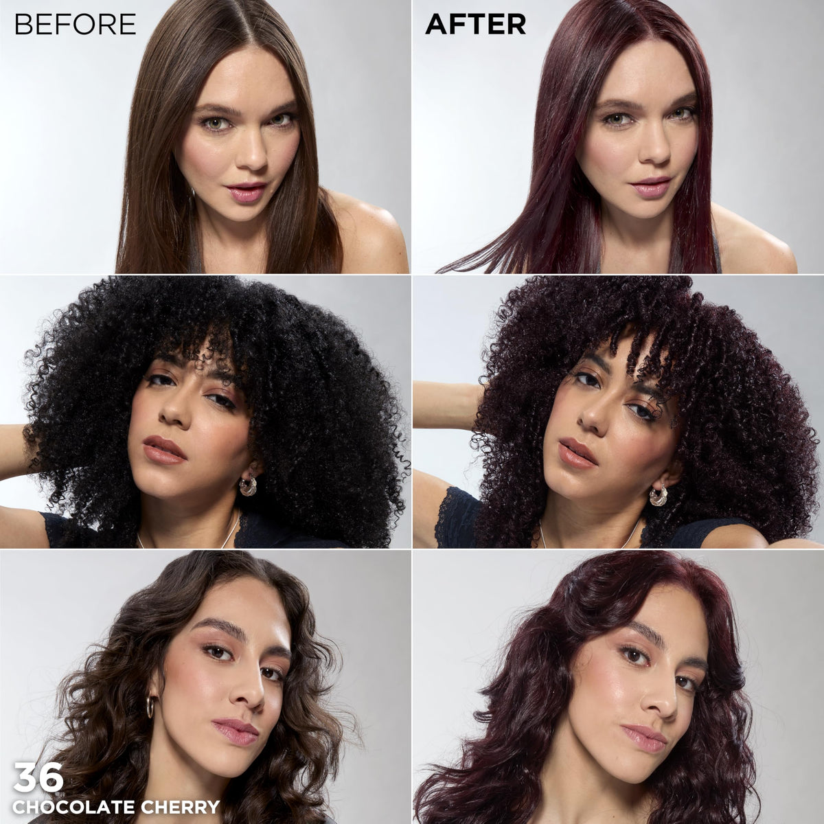L'Oreal Paris Feria Multi-Faceted Shimmering Permanent Hair Color, 36 (Chocolate Cherry) Deep Burgundy Brown, Pack of 1 Hair Dye Kit Beauty & Personal Care L'Oreal Paris