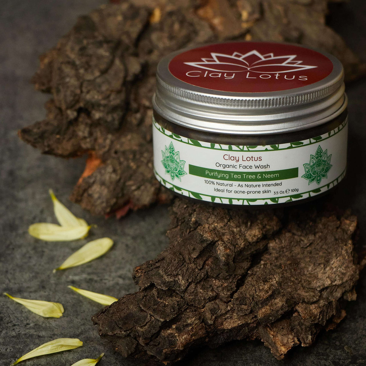 Clay Lotus Organic Face Wash - Acne-Prone, Oily Skin Cleanser with Tea Tree Oil & Neem. All-Natural Ingredients for Blemishes, Redness & Blackheads Beauty & Personal Care Clay Lotus