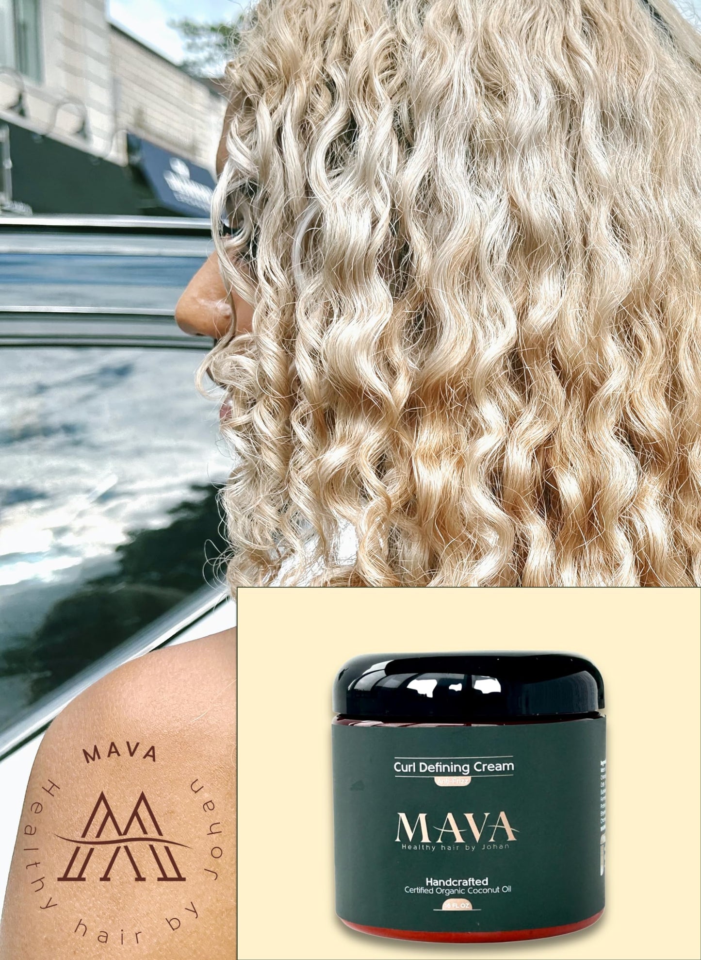Mava -Curl Defining Cream, Coconut Oil, and Oat & Bamboo Extracts, Curl Defining Cream for Chemically Treated & Naturally Coarse Hair, 16oz Beauty & Personal Care Mava