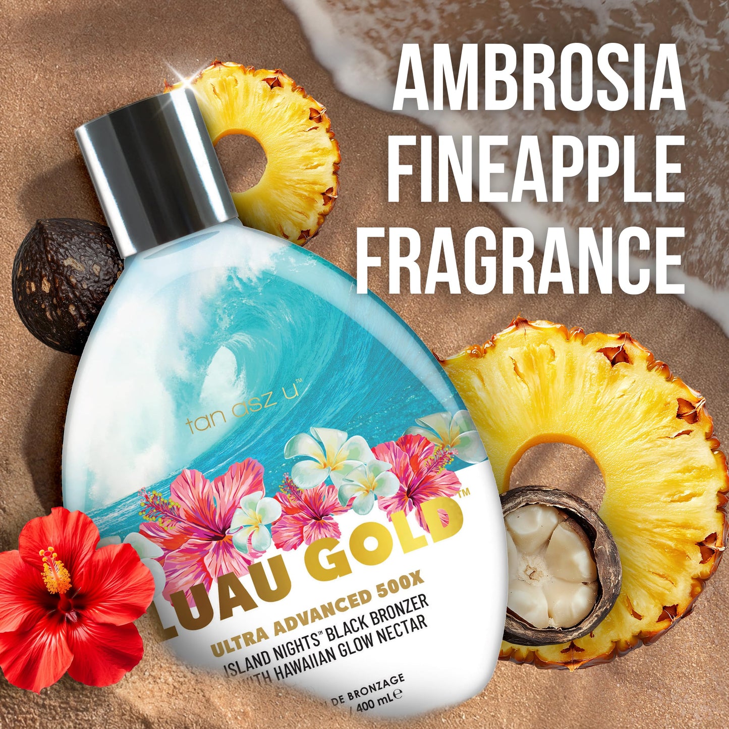 Tan Asz U Luau Gold Tanning Lotion, 500X Ultra Advanced Island Nights Black Bronzer Tanning Lotion with Hawaiian Glow Nectar, Peptides & Ceramides Beauty & Personal Care Tan Asz U
