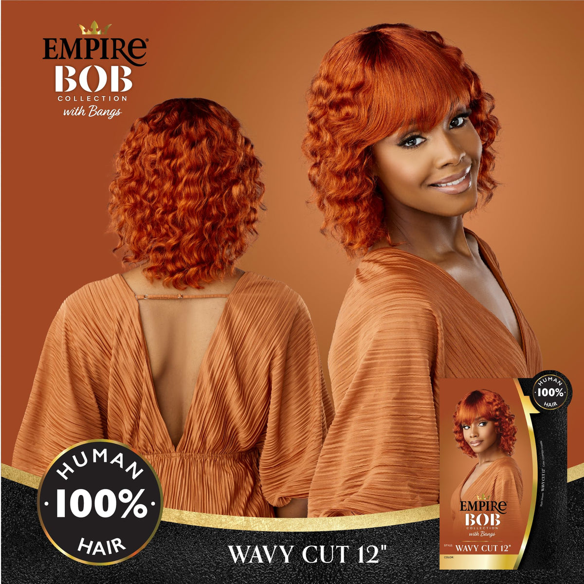Sensationnel Empire Bob Humanhair Wig-Wavy Cut 12 Inch, M44