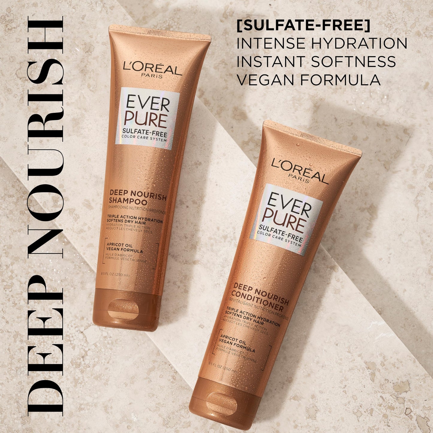 L'Oreal Paris Hair Conditioner for Dry Hair, Triple Action Hydration, Apricot Oil Infused, EverPure, 8.5 Fl Oz (Packaging May Vary) Beauty & Personal Care L'Oreal Paris