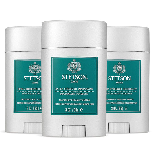 STETSON Personal Care Extra Strength Deodorant by Scent Beauty - Gel Men's Deodorant Stick for Grooming Kit - 3 oz - 3 Pack - Oasis Beauty and Personal Care SCENT BEAUTY
