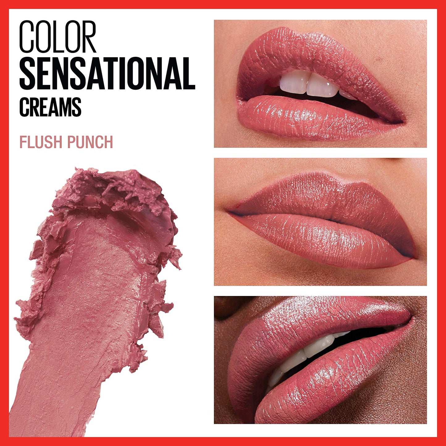 Maybelline Color Sensational Lipstick, Lip Makeup, Cream Finish, Hydrating Lipstick, Flush Punch, Nude Pink ,1 Count Beauty & Personal Care MAYBELLINE