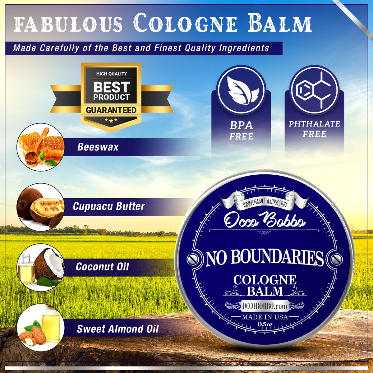 Handy Hound Occo Bobbo No Boundaries Solid Cologne - Classic and Clean Scent that Combines Woody-Fresh Musk Cedar and Citrus Notes - Made In The USA Beauty & Personal Care Handy Hound