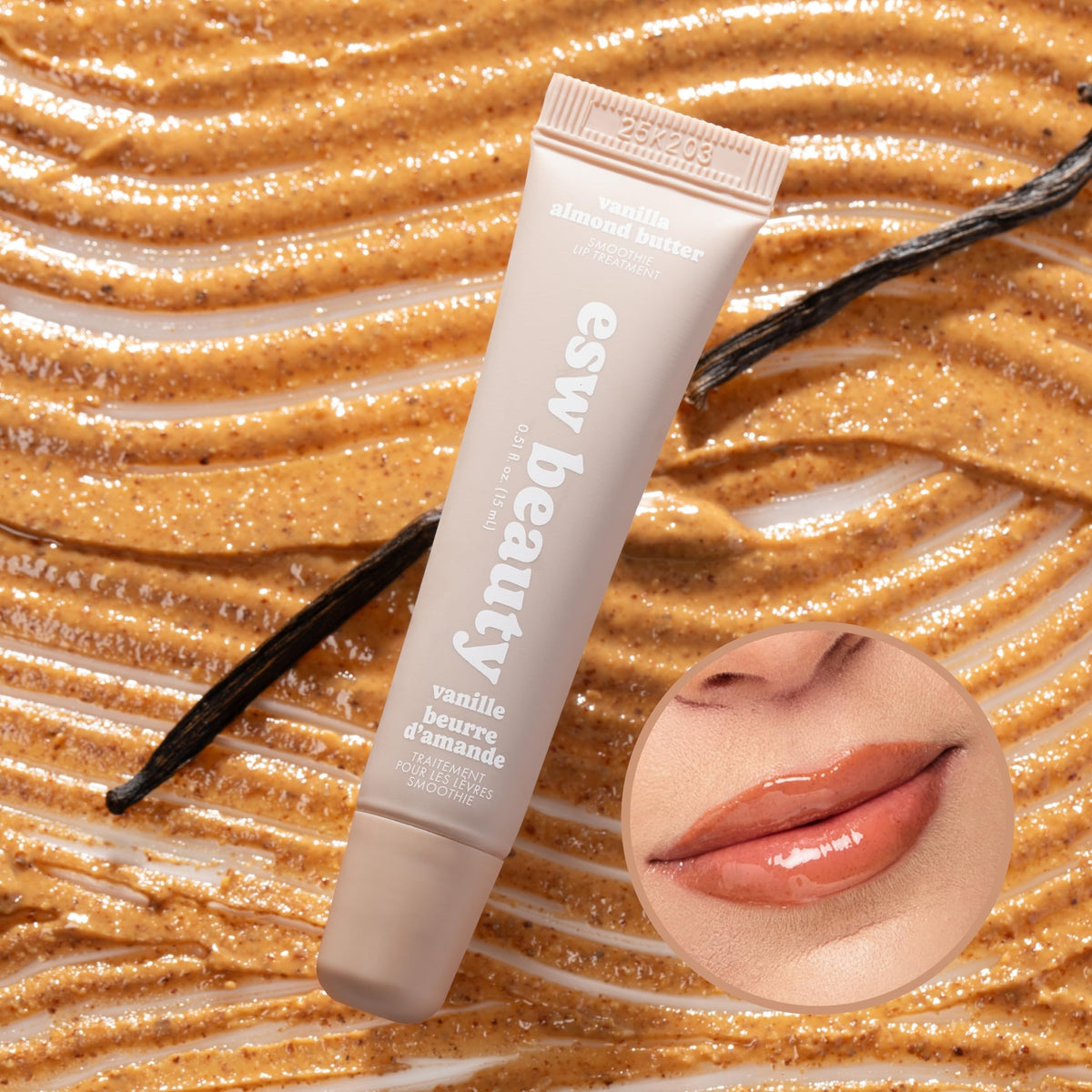 ESW Beauty Vanilla Almond Butter Lip Treatment - Light Caramel Brown Tint with Shea Butter, Vitamin E, Vanilla & Almond for Enhanced Protection & Skin Beauty & Personal Care ESW Beauty