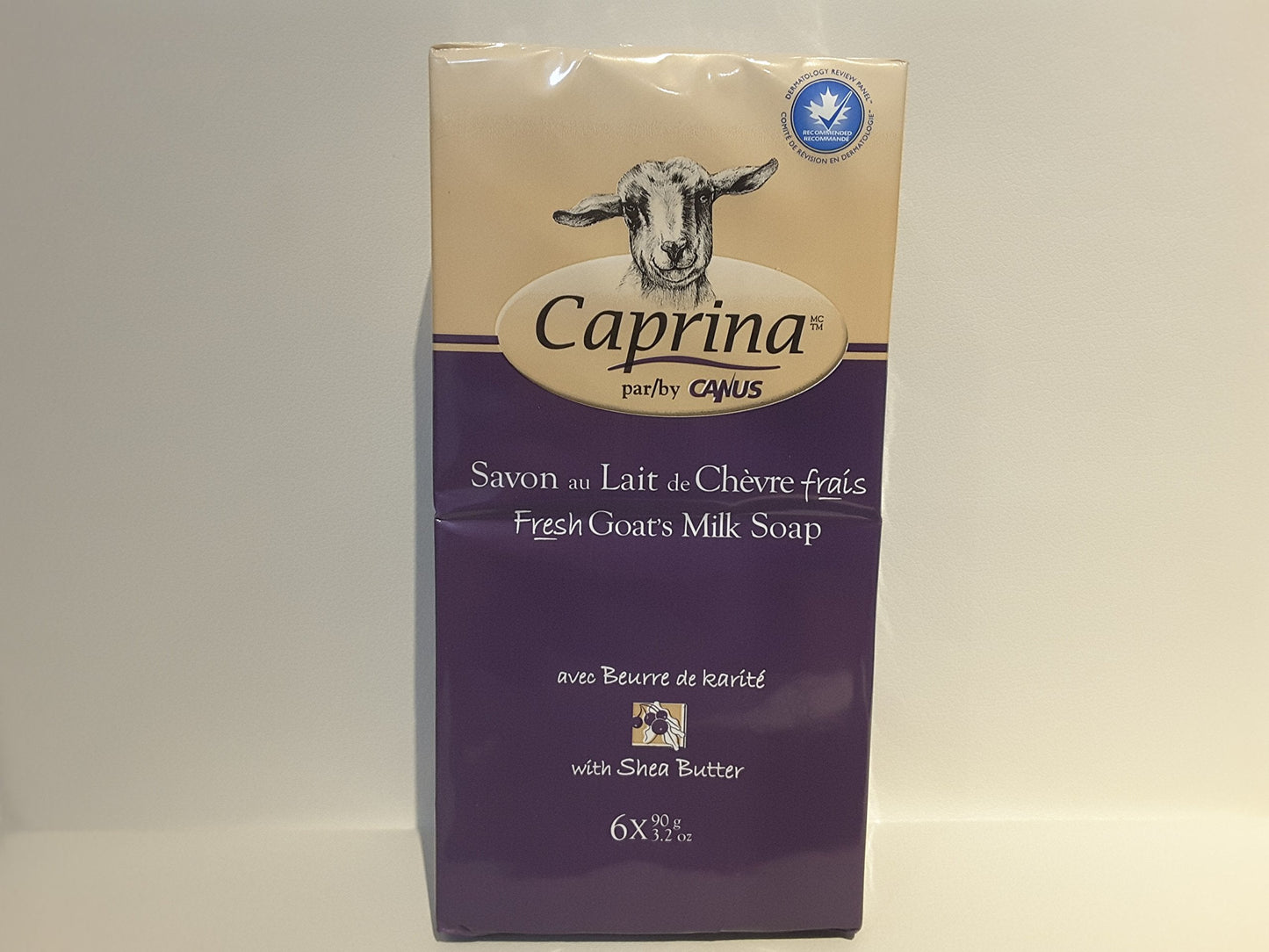 Caprina by Canus Goat Milk Soap Bar, SHEA BUTTER, 3.2 oz (90 g) Bars, 6-Pack, Moisturizing Daily Cleanser for Face, Hands & Body, Fresh Canadian Goat Beauty & Personal Care Caprina