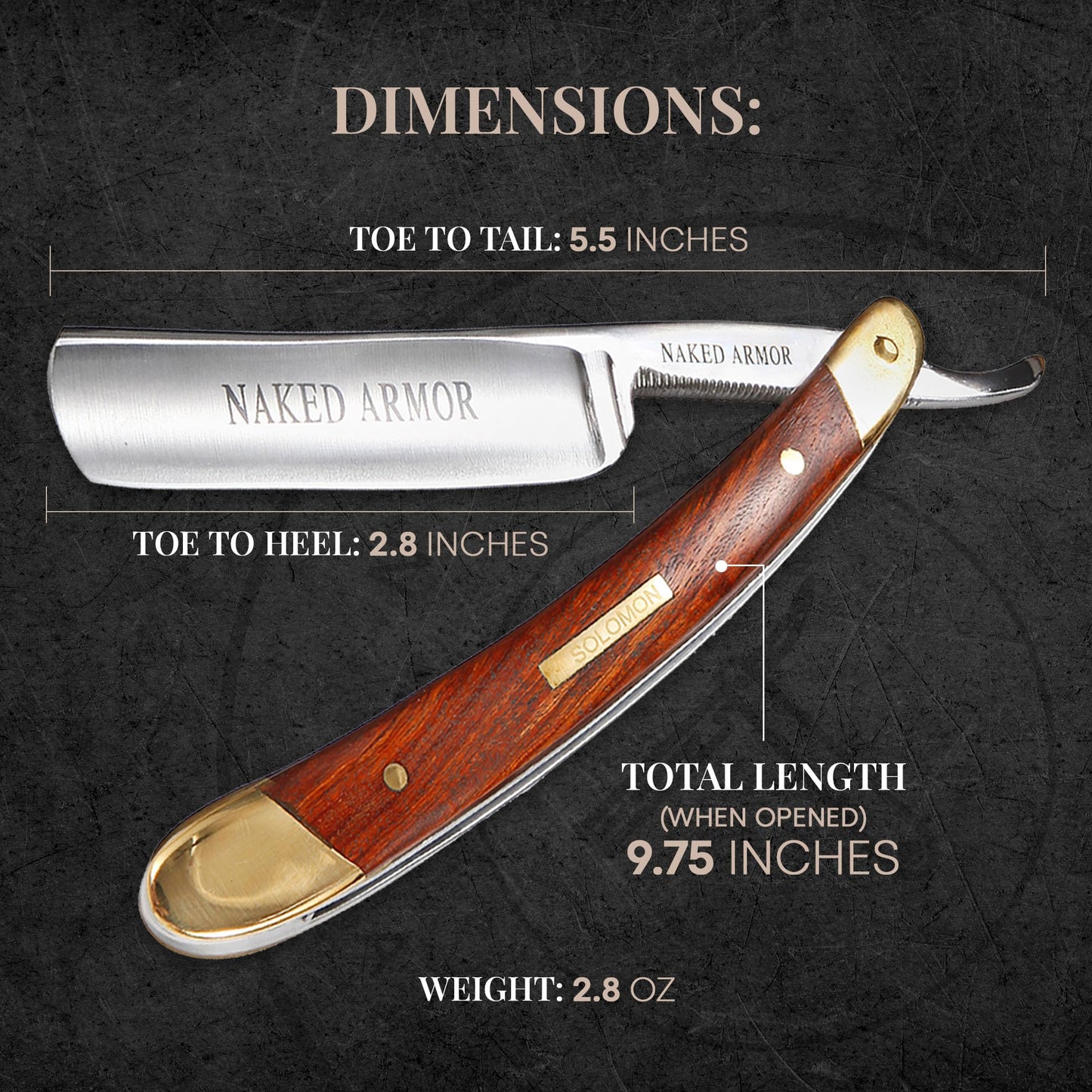 Naked Armor Solomon Straight Razor Kit - Professional Shave Ready Straight Razor Shaving Kit for Men - Japanese Carbon Steel Straight Edge Razor Beauty and Personal Care Naked Armor