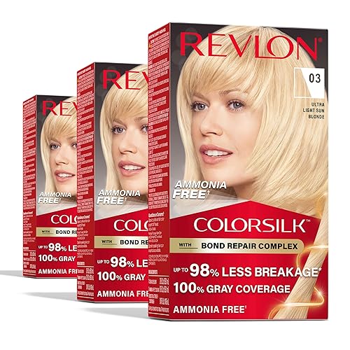 Revlon ColorSilk with Bond Repair Complex, Blonde Permanent Hair Color, 100% Gray Coverage, Ammonia Free Hair Dye, Vegan Keratin, 03 Ultra Light Sun Beauty & Personal Care REVLON