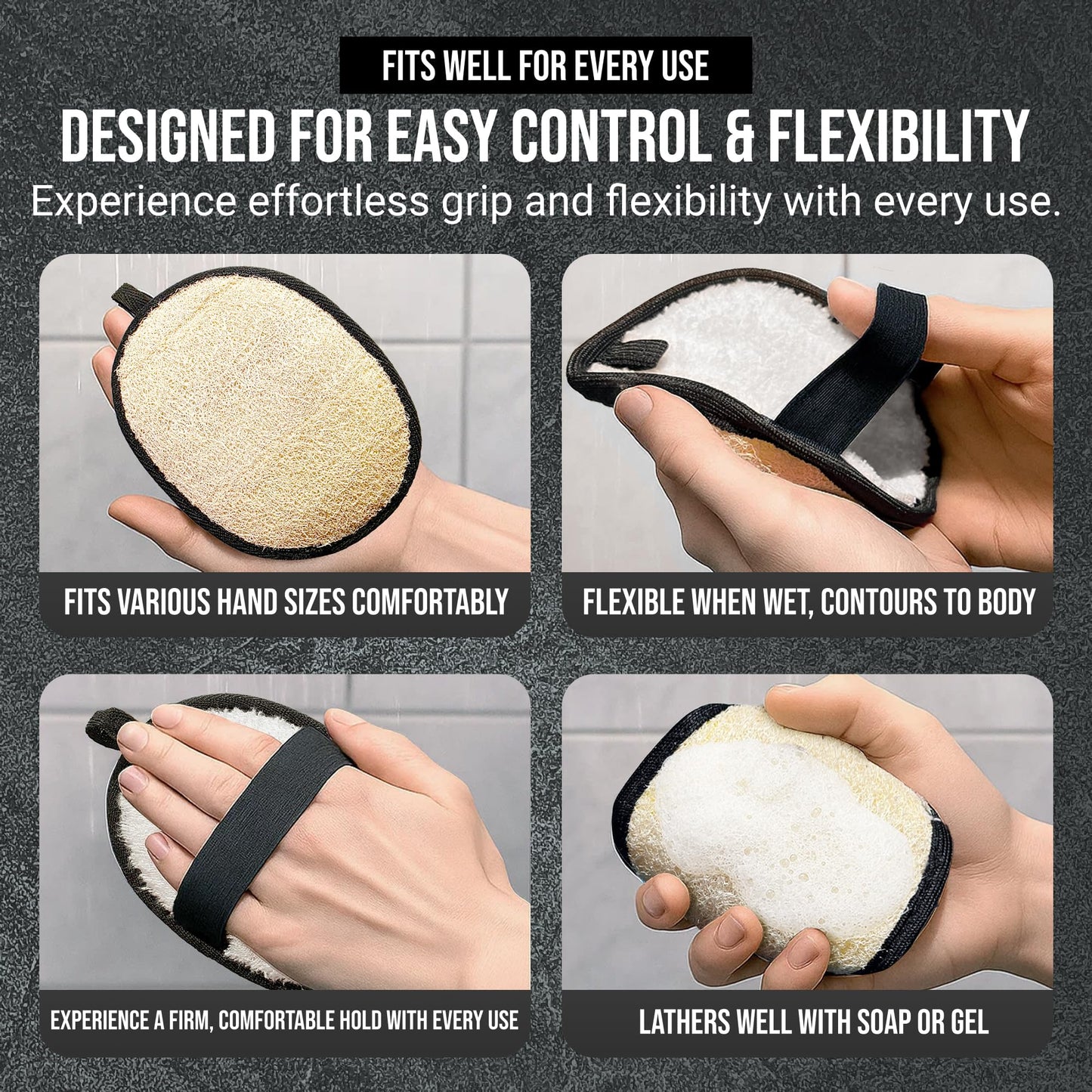 SERRENTO Loofah Body Scrubber Shower - Luffa Sponge 2PCS Black & White Set Beauty and Personal Care CraftsOfEgypt