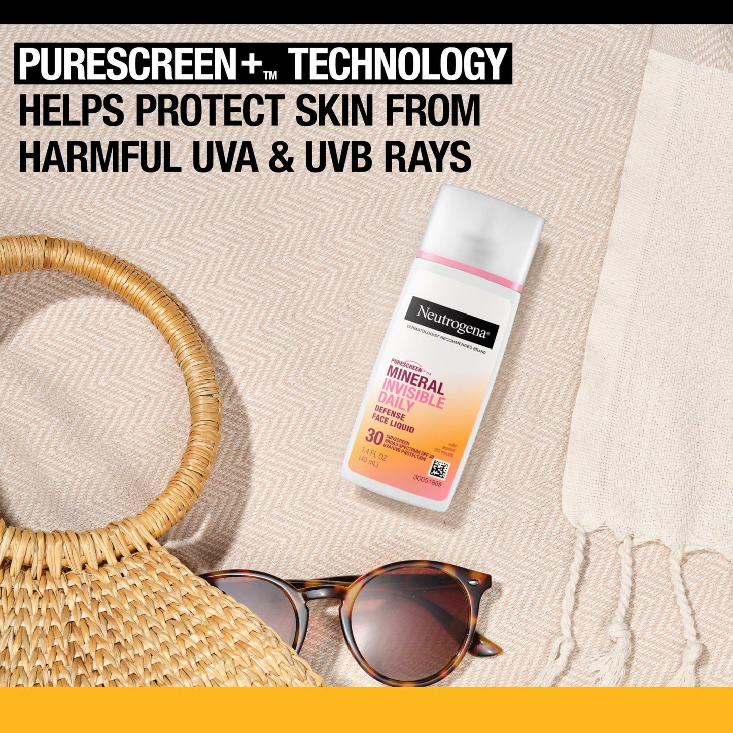 Neutrogena Purescreen+ Invisible Daily Defense Mineral Sunscreen for Face with SPF 30, Broad Spectrum Mineral Sunscreen with Vitamin E, Water Beauty & Personal Care Neutrogena