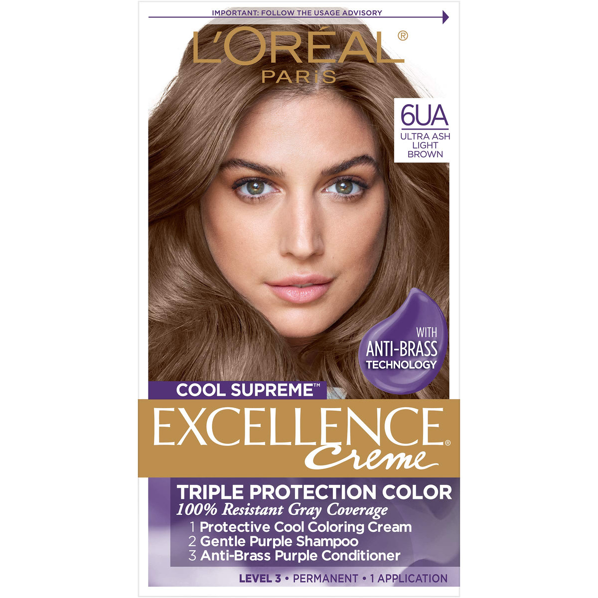 L'Oreal Paris Cool Supreme Permanent Hair Color, Ash, Ultra Ash Light Brown 6UA Beauty & Personal Care L'Oreal Paris