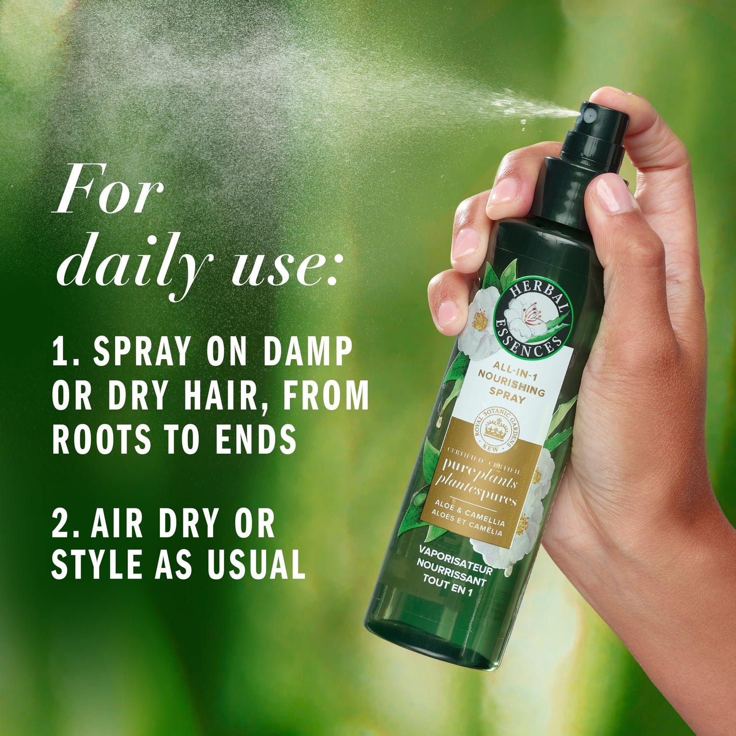Herbal Essences All-in-1 Nourishing Spray, Certified Pure Plants, with Aloe and Camellia Flower Oil, 6 fl oz Beauty & Personal Care Herbal Essences