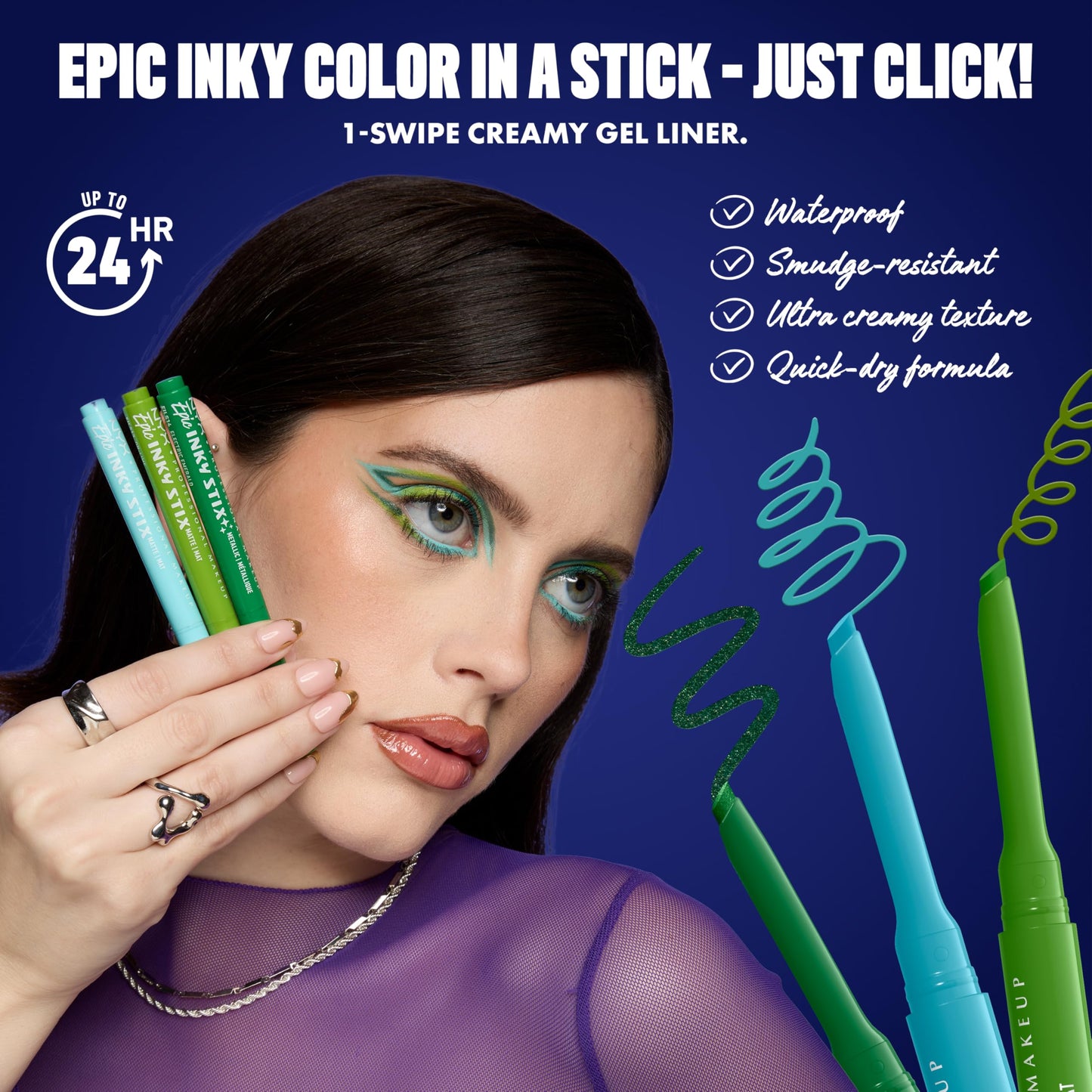 NYX PROFESSIONAL MAKEUP Epic Inky Stix Eyeliner, Mechanical Cream Gel Eyeliner, Waterproof Formula With Up To 24HR Wear - 01 Black Screen (Matte Beauty & Personal Care NYX PROFESSIONAL MAKEUP