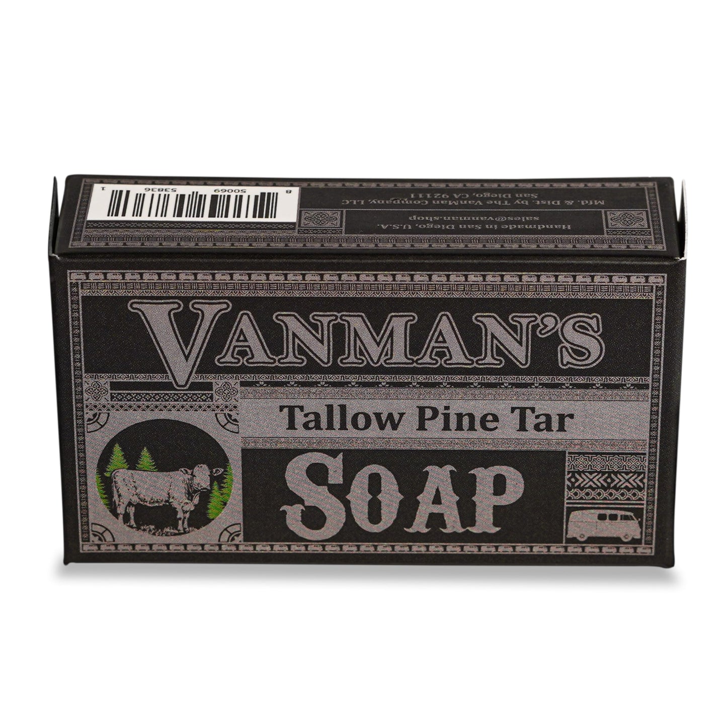 VanMan Tallow & Pine Tar Soap Bar - Grass-Fed Beef Tallow with Organic Oatmeal, Charcoal & Essential Oils - Exfoliating Face & Body Soap, 3.8oz - 1 Beauty & Personal Care The VanMan Company