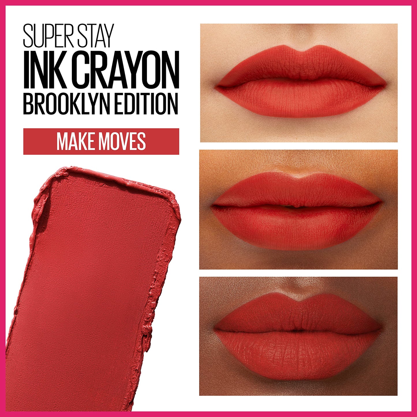 Maybelline Super Stay Ink Crayon Lipstick Makeup, Precision Tip Matte Lip Crayon with Built-in Sharpener, Longwear Up To 8Hrs, Make Moves, Red Nude, 1 Beauty & Personal Care MAYBELLINE