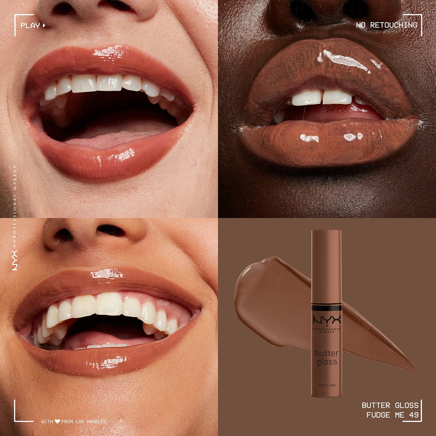 NYX PROFESSIONAL MAKEUP Butter Gloss Brown Sugar, Non-Sticky Lip Gloss - Fudge Me (Warm Brown) Beauty & Personal Care NYX PROFESSIONAL MAKEUP