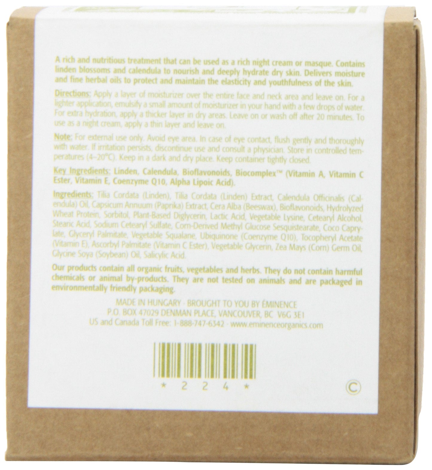 Eminence Linden Calendula 2oz Treatment Cream - Hydrating Moisturizer for Sensitive & Dry Skin Beauty & Personal Care Eminence