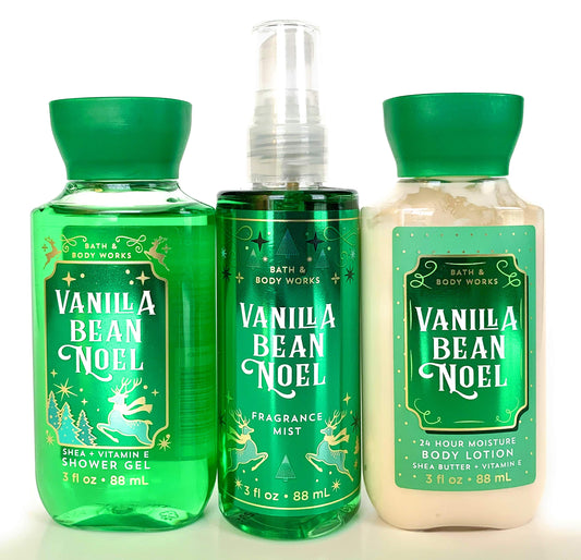 Vanilla Bean Noel Travel Size Body Care Bundle - Set of Three (3 Oz Each) 2013 Label Beauty & Personal Care Bath & Body Works