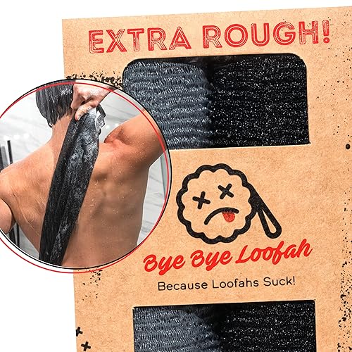 Extra Rough Exfoliating Washcloth - Extreme Body & Back Scrubber for Shower, Extra Long, Hygienic Exfoliator Wash Cloth, Men Or Women, 2 Count Pack, 1 Beauty & Personal Care Bye Bye Loofah