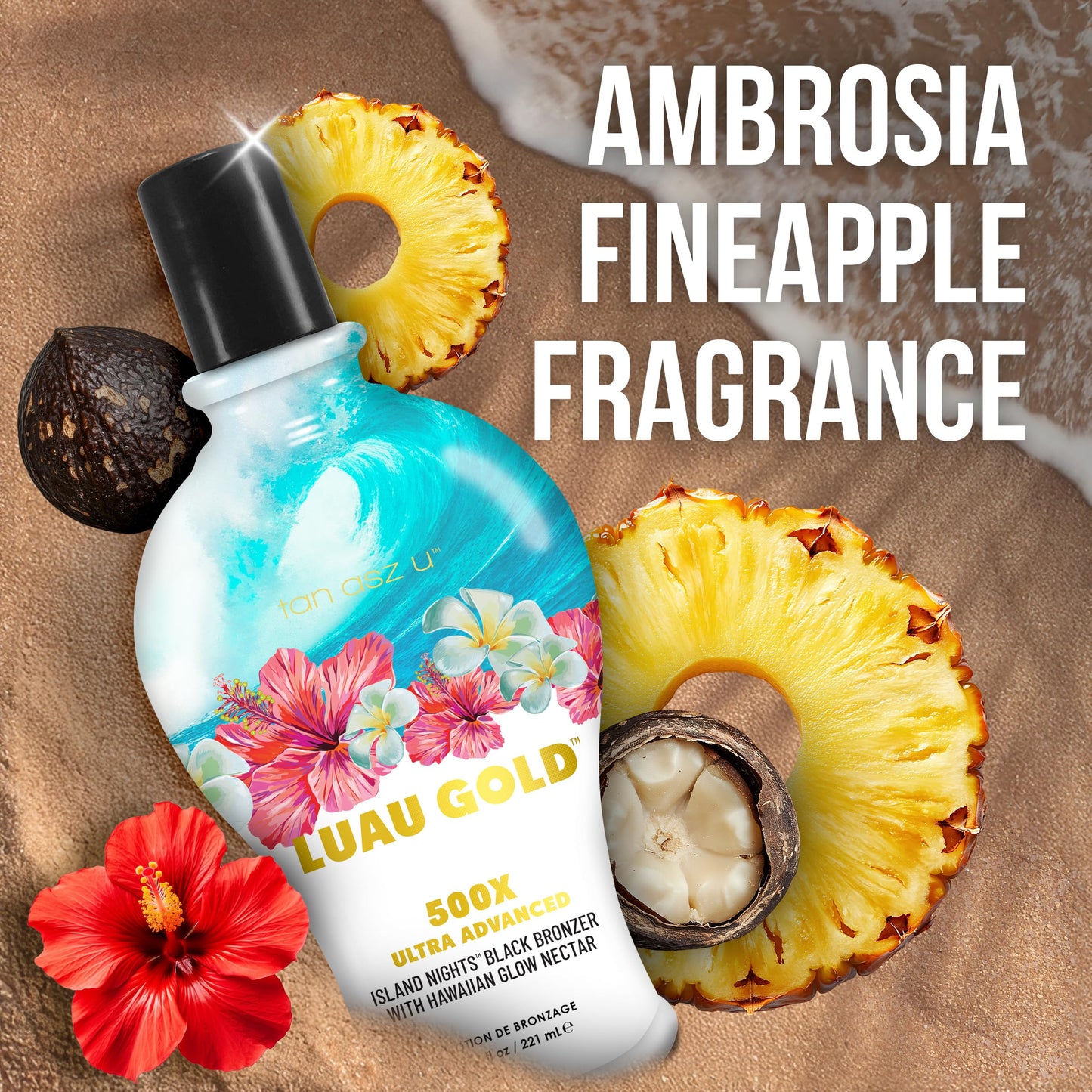 Tan Asz U Luau Gold Tanning Lotion, 500X Ultra Advanced Island Nights Black Bronzer Tanning Lotion with Hawaiian Glow Nectar, Peptides & Ceramides Beauty & Personal Care Tan Incorporated