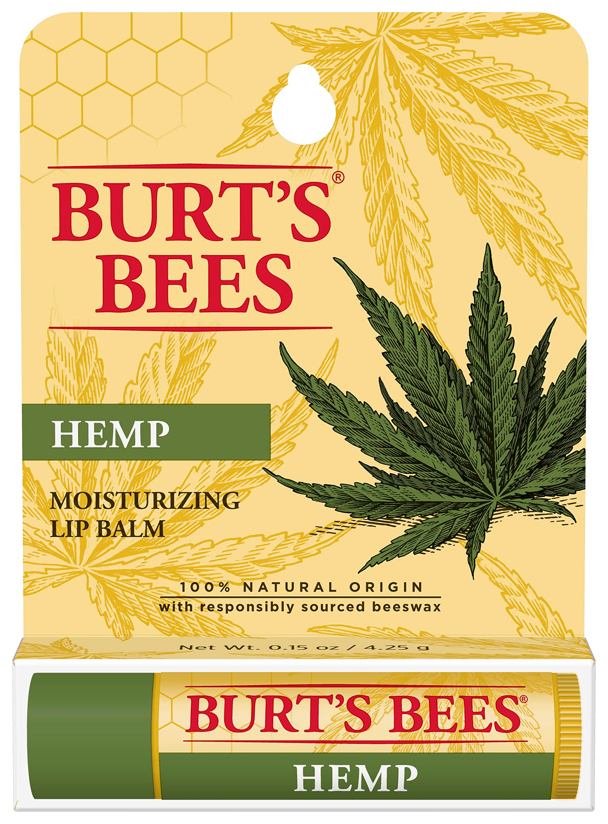 Burts Bees 100% Natural Origin Moisturizing Lip Balm, Hemp with Beeswax, 0.15 Oz Beauty & Personal Care Burt's Bees