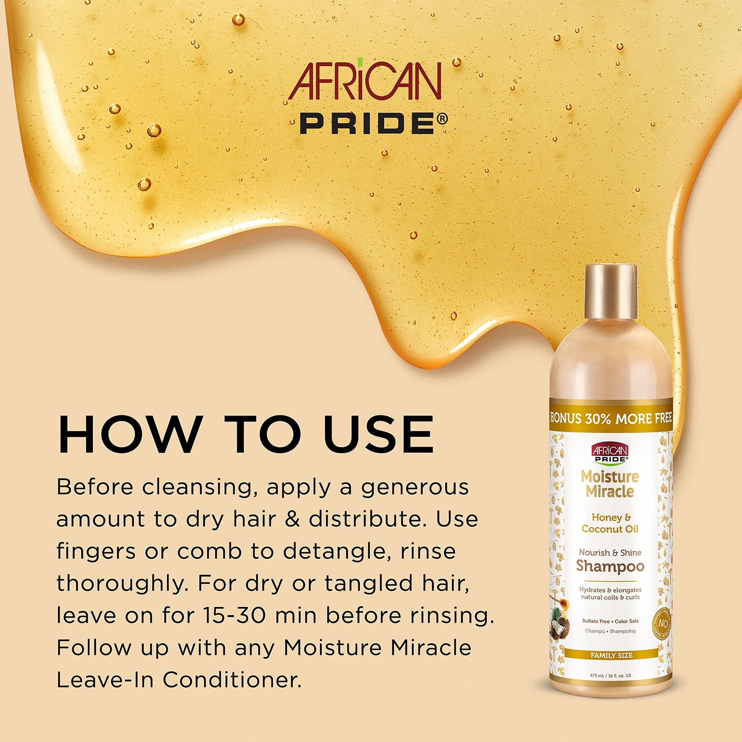 African Pride Moisture Miracle - For Natural Coils & Curls, Nourishes & Shines, Sulfate Free, Color Safe (16 Oz (3-in-1 Set)) Beauty & Personal Care African Pride