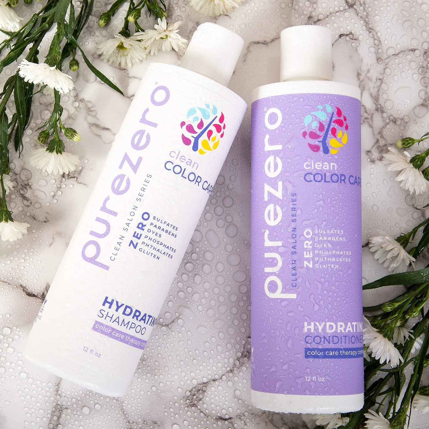 Purezero Clean Color Care Hydrating Shampoo & Conditioner Set - Toning, Balance for Color Treated Hair - Hydrate Dry Hair - Zero Sulfates, Parabens Beauty & Personal Care Purezero