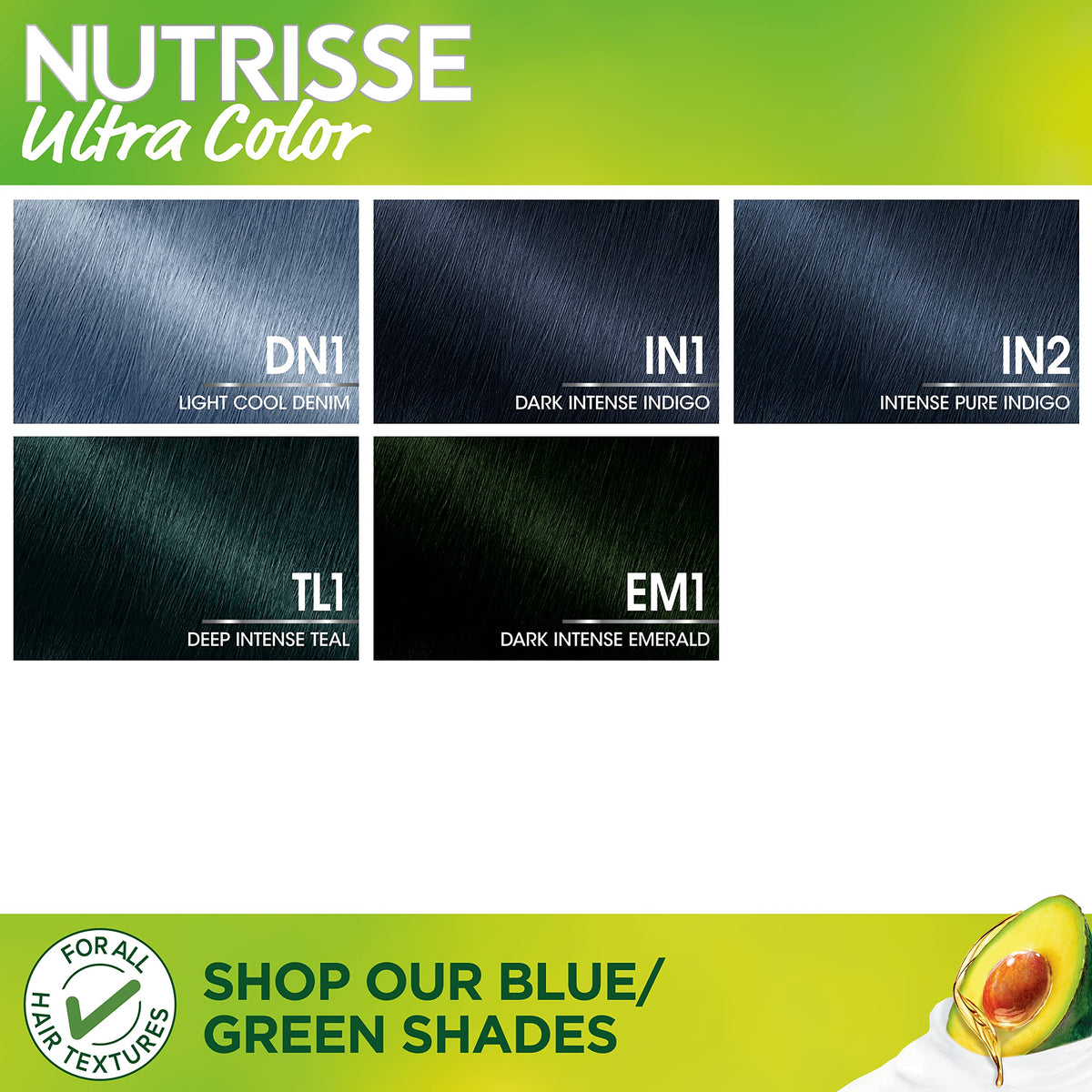 Garnier Nutrisse Ultra Nourishing Hair Color Creme with Triple Oils, Permanent Dye for 100 Percent Gray Coverage, Teal Forest TL1