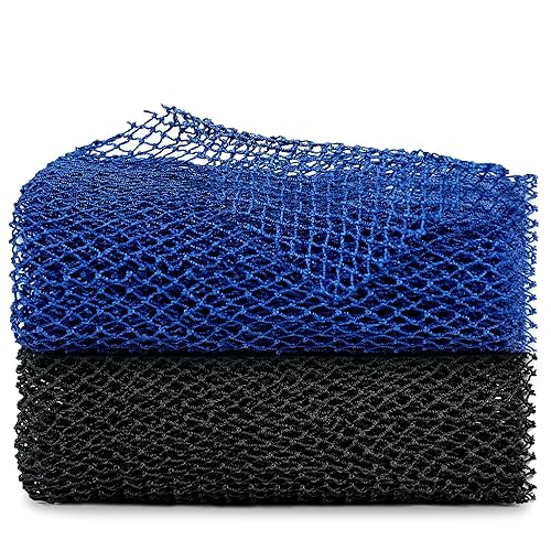 African Net Sponge, 2 Pieces Exfoliating Premium Nylon Bathing/Wash Net for Daily Back Body Scrub Scrubber Shower Net (Black, Blue) … Beauty & Personal Care BHYTAKI
