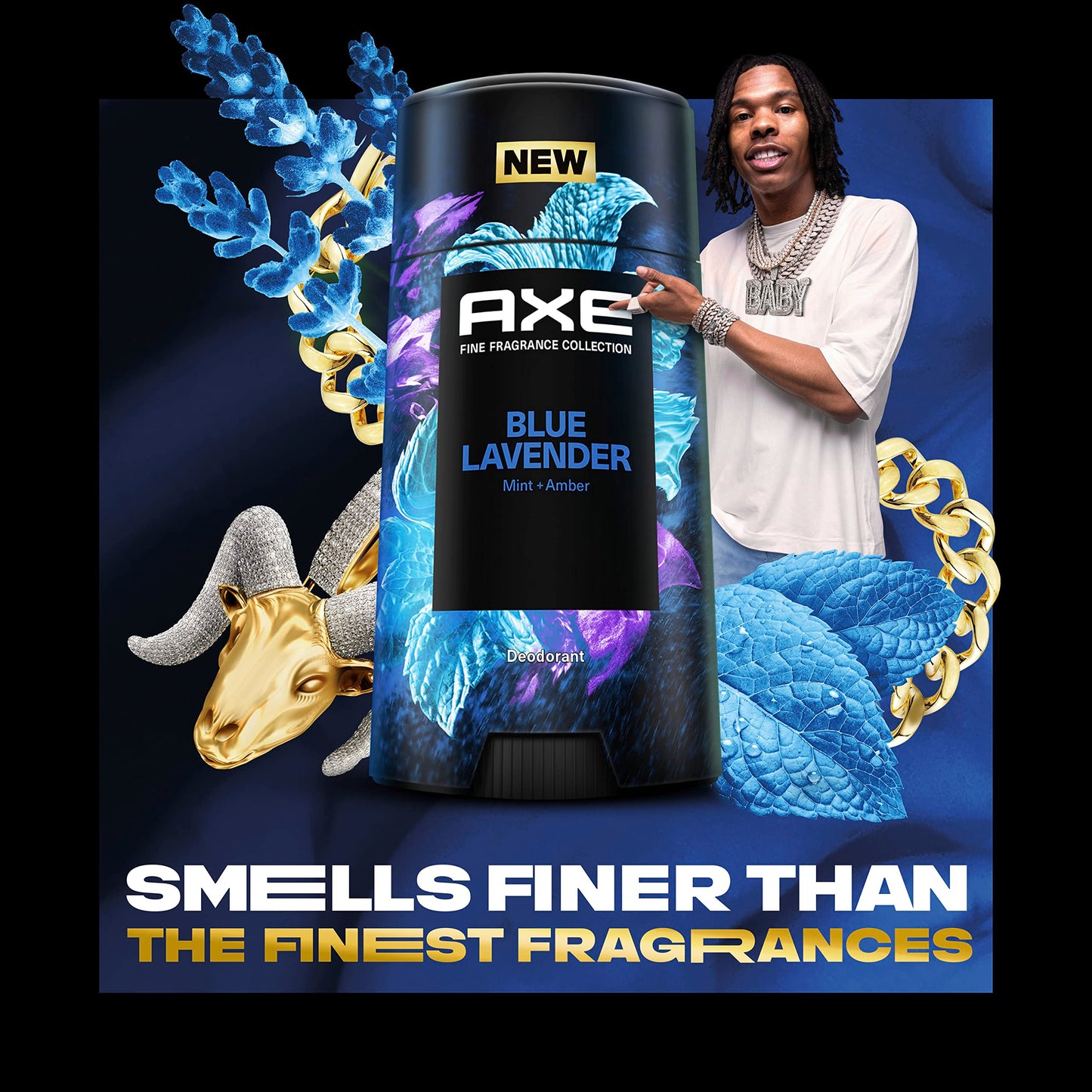 AXE Fine Fragrance Collection Deodorant Stick Blue Lavender 4 count With 48H Freshness and Odor Protection Deo Stick Infused with Lavender, Mint, Beauty and Personal Care AXE
