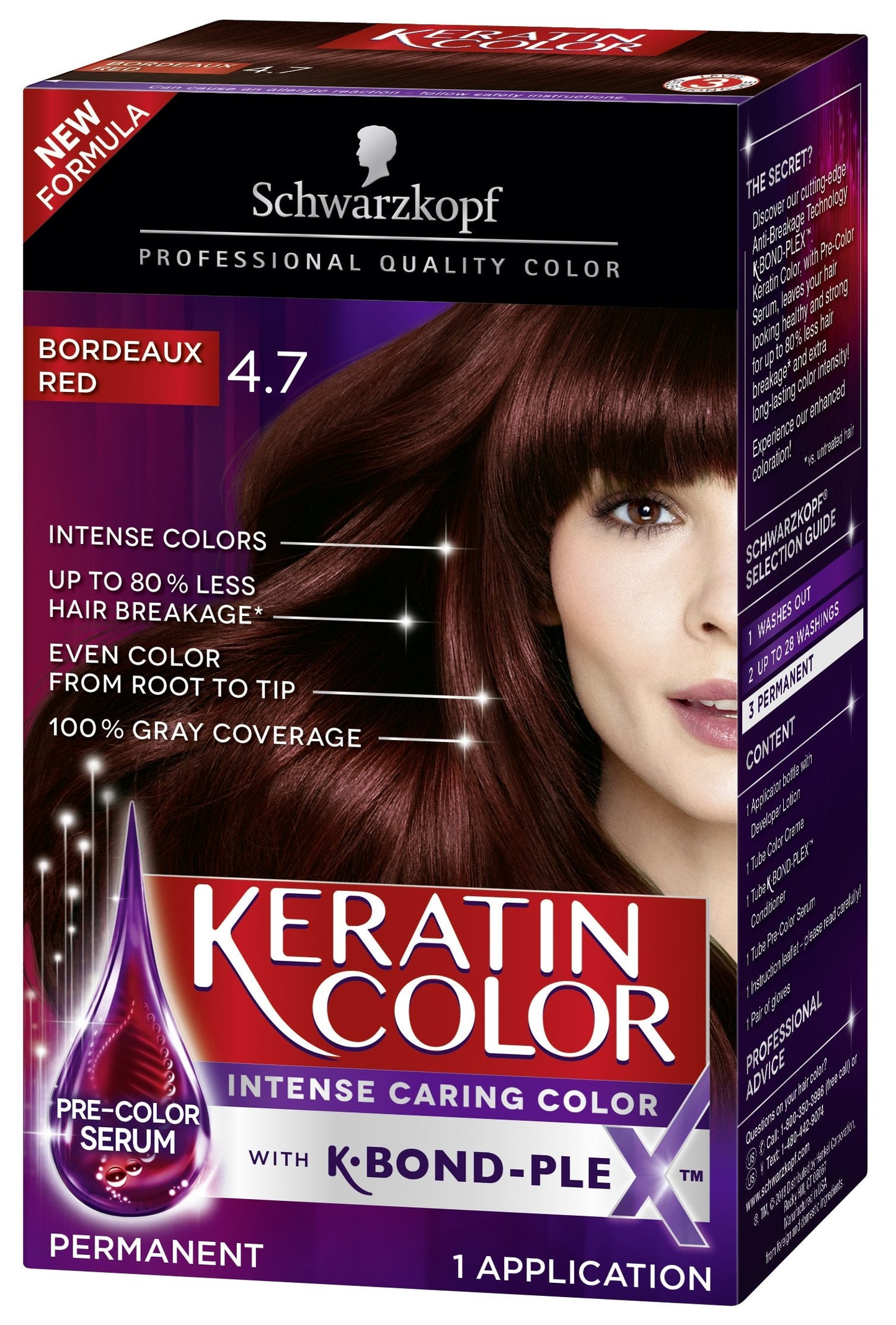 Schwarzkopf Keratin Color Anti-Age Hair Color Cream, 4.7 Bordeaux Red (Packaging May Vary) Beauty & Personal Care Schwarzkopf