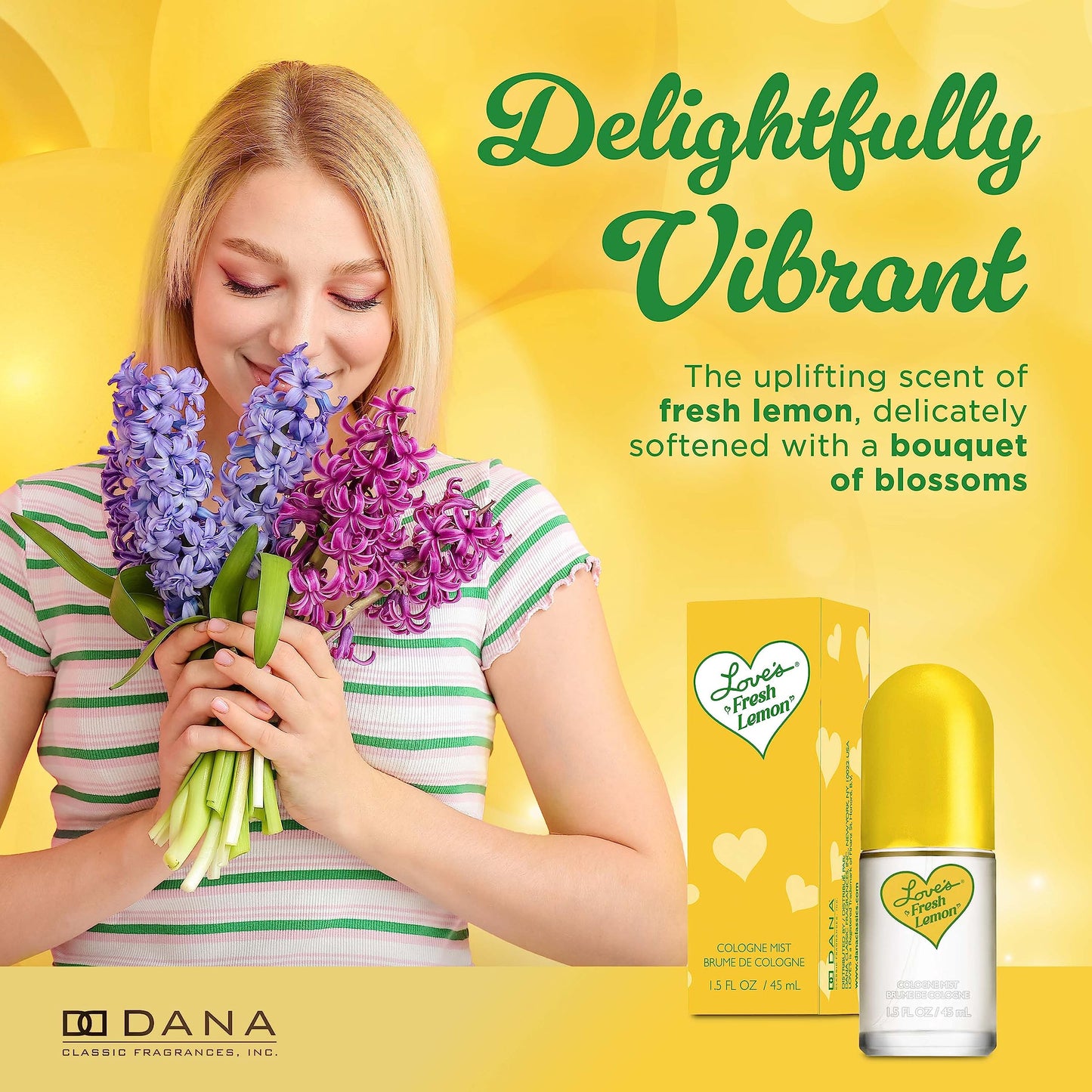 Dana Love's Fresh Lemon Cologne Mist 1.5 Fl. Oz. Invigorating and Uplifting Lemon Scented Body Mist for Women, Classic Fragrance for Everyday Beauty & Personal Care Dana