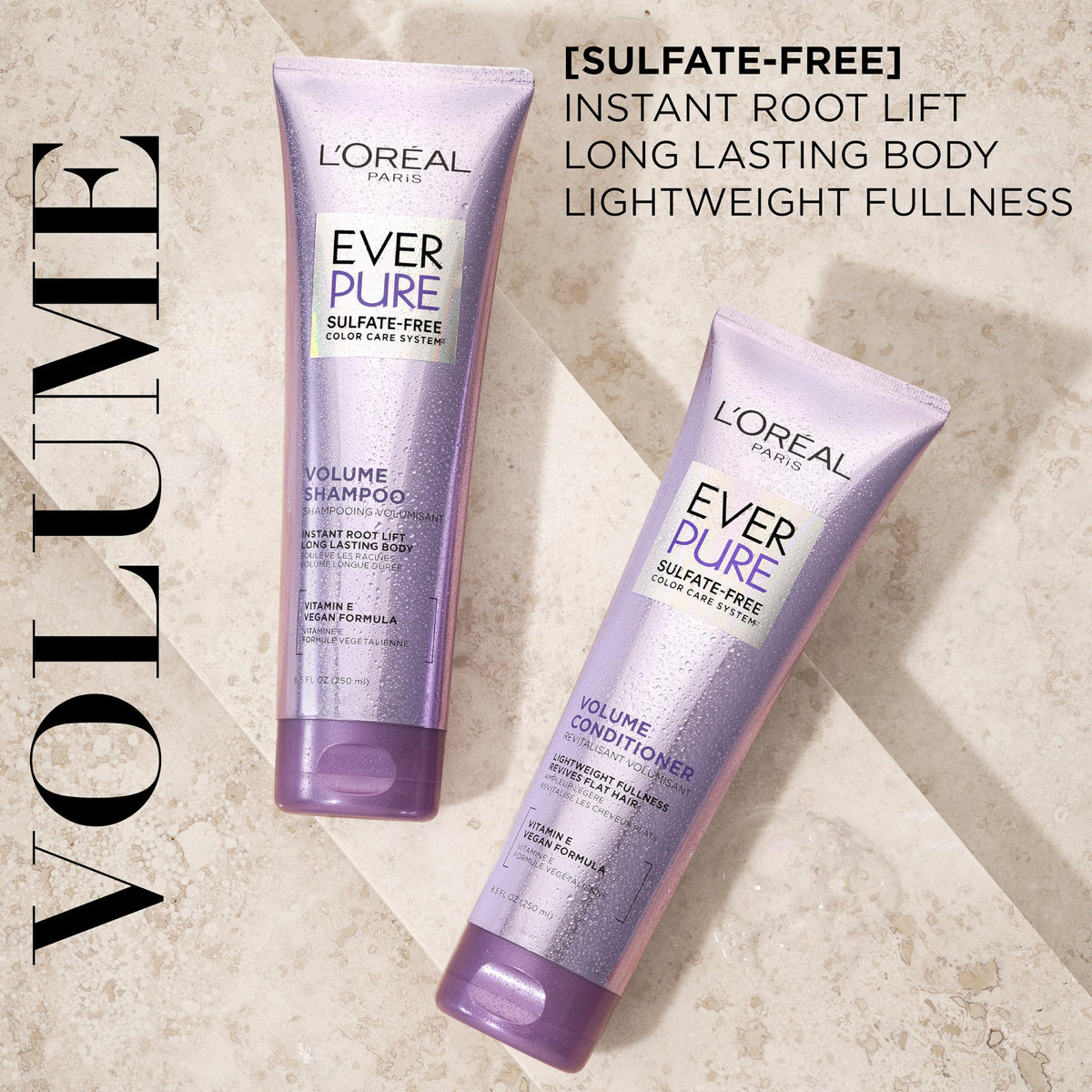 L'Oreal Paris Volume Sulfate Free Shampoo and Conditioner for Color-Treated Hair, EverPure, 8.5 Fl Oz (Set of 2) Beauty & Personal Care L'Oreal Paris