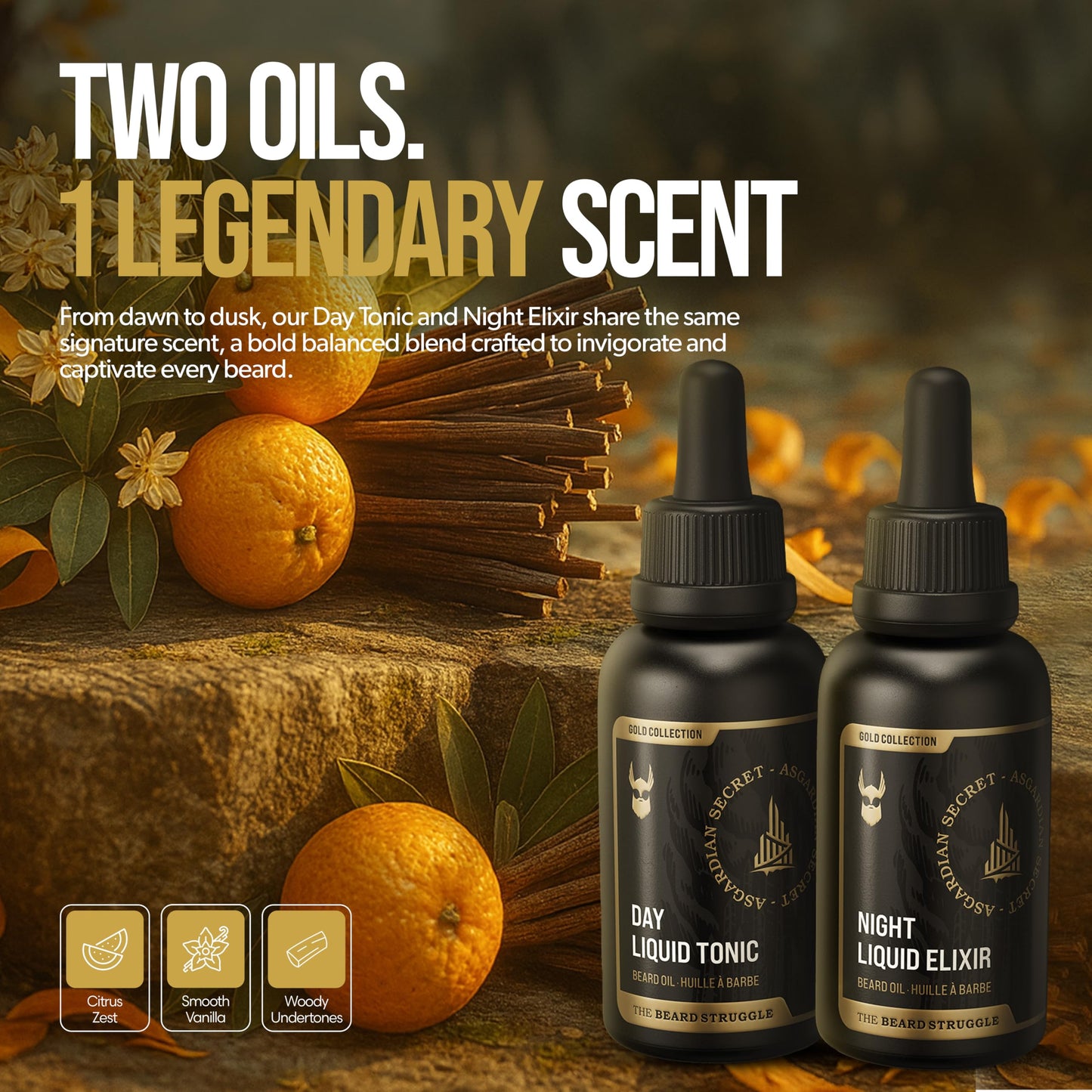 The Beard Struggle Tonic + Elixir Beard Oil Bundle - Gold Collection - Grooming Beard Oil - Softens, Moisturizers, and Strengthens Beard Growth - Pack Beauty and Personal Care The Beard Struggle