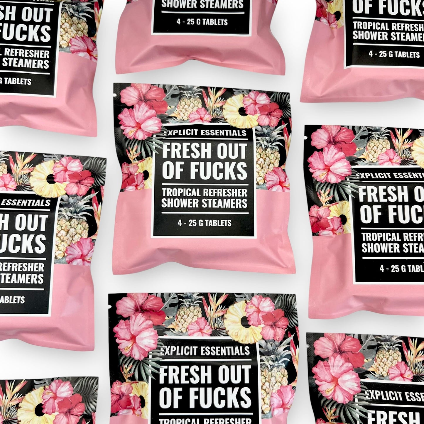 Explicit Essentials Fresh Outta F’s Shower Steamers - Tropical Hibiscus Aromatherapy Shower Steamer for Relaxation & Stress Relief - Spa Shower Tablet Beauty and Personal Care Explicit Essentials