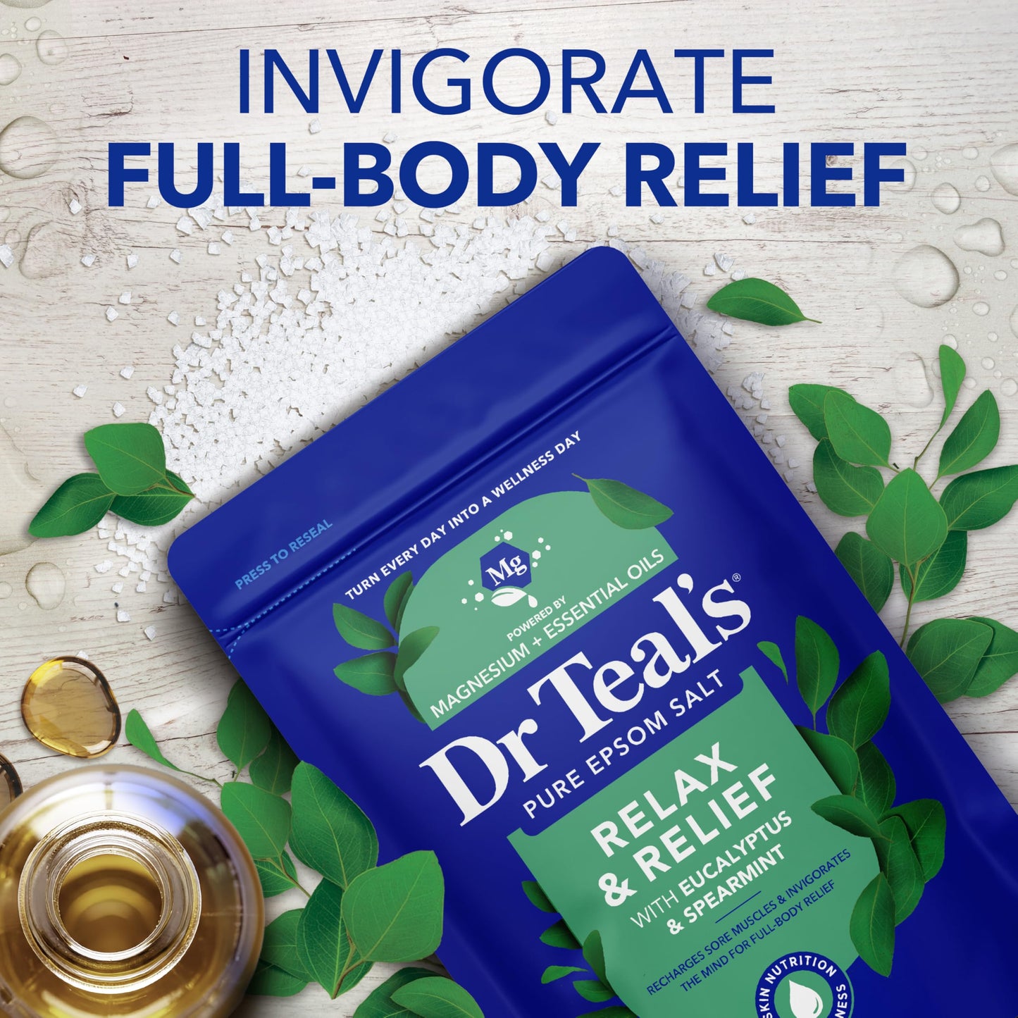 Dr Teal's Epsom Salt Magnesium Soak, Relax & Relief with Eucalyptus & Spearmint Essential Oils, 3 lbs Beauty and Personal Care Dr Teal's