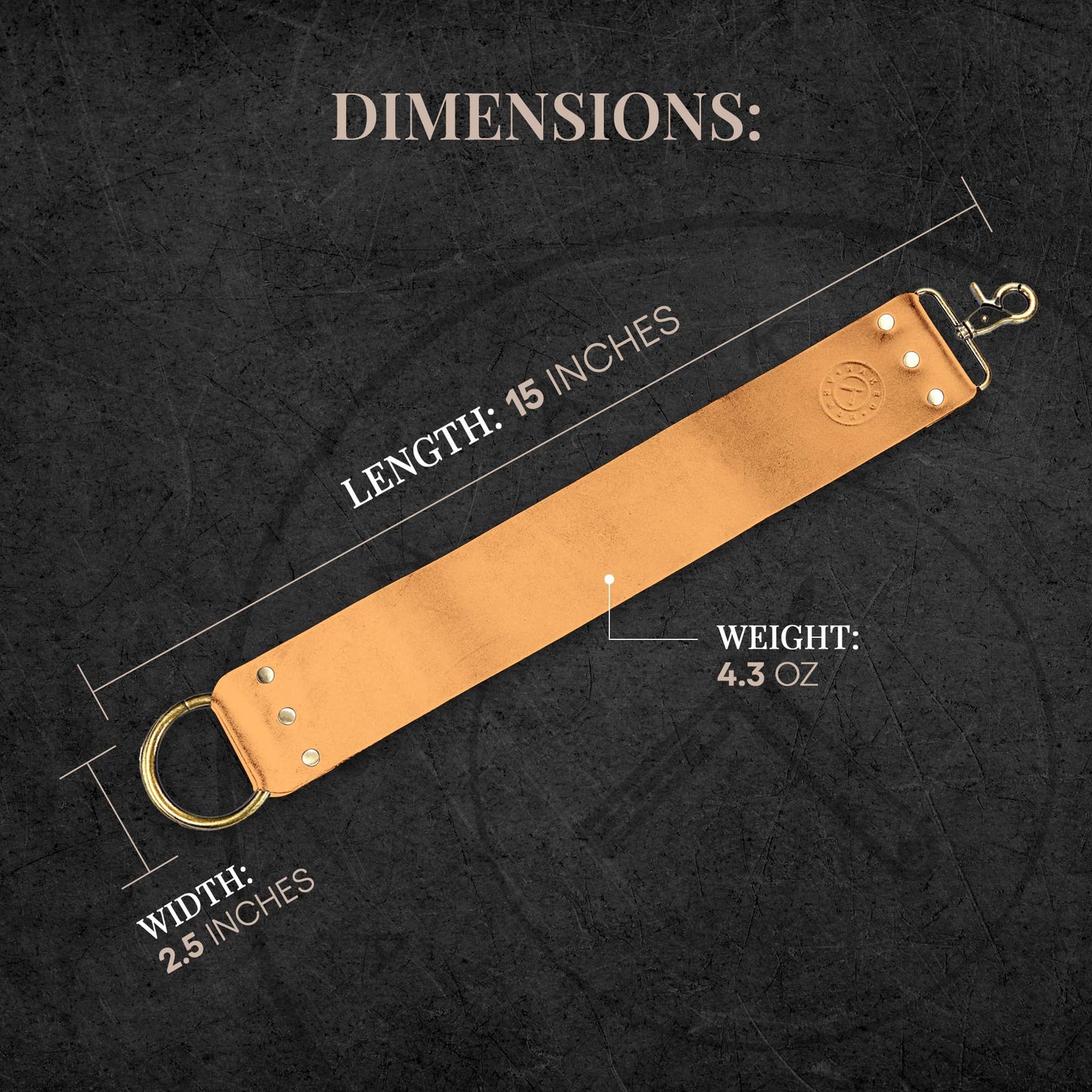 Naked Armor Straight Razor Leather Strop - 2.5" x 15" Cow Leather Razor Blade Sharpener with Brass Hooks, Brown Beauty and Personal Care Naked Armor