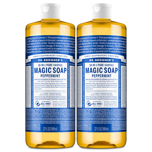Dr. Bronner's Pure-Castile Magic Liquid Soap- Made with Regenerative Organic Oils- For Body, Face, Hair, Dishes, Pets, Laundry Natural, Vegan, Non-GMO Beauty & Personal Care Dr. Bronner's