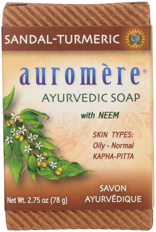 Auromere Ayurvedic Bar Soap, Sandal Turmeric - Eco Friendly, Handmade, Vegan, Cruelty Free, Natural, Non GMO (2.75 oz), 1 pack Beauty & Personal Care Auromere