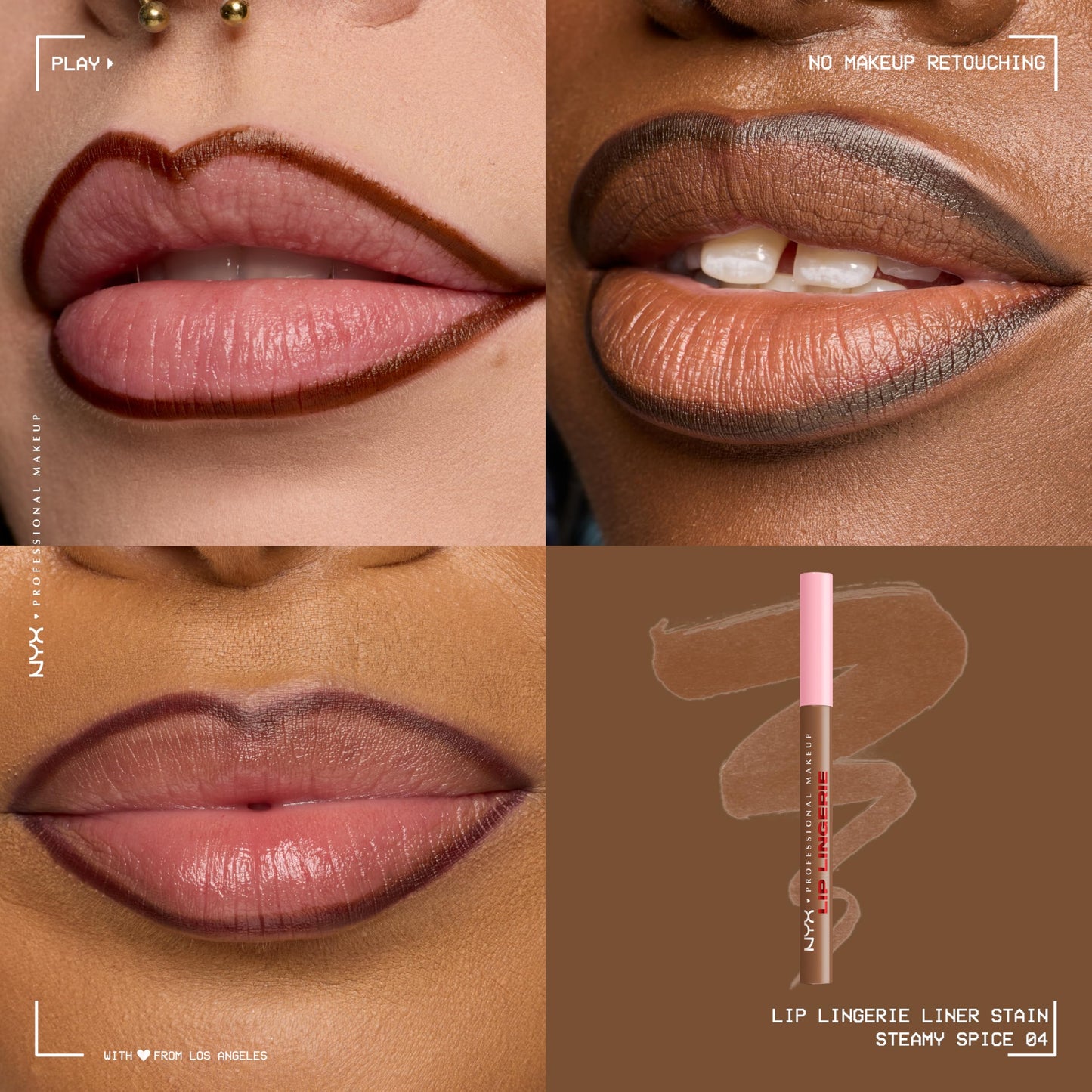 NYX PROFESSIONAL MAKEUP Lip Lingerie Liner Stain, Seamless Make Up with All-Day Color, Waterproof Lip Stain Finish - Steamy Spice (Warm Brown) Beauty & Personal Care NYX PROFESSIONAL MAKEUP