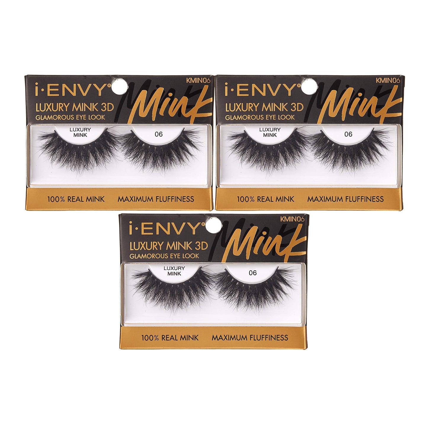 i-ENVY Luxury Mink Collection False Eyelashes 100% Real Mink Glamorous Eye Look Lashes Maximum Fluffiness 3D Multi-Curl Angle (3 Pack) Beauty & Personal Care i•ENVY