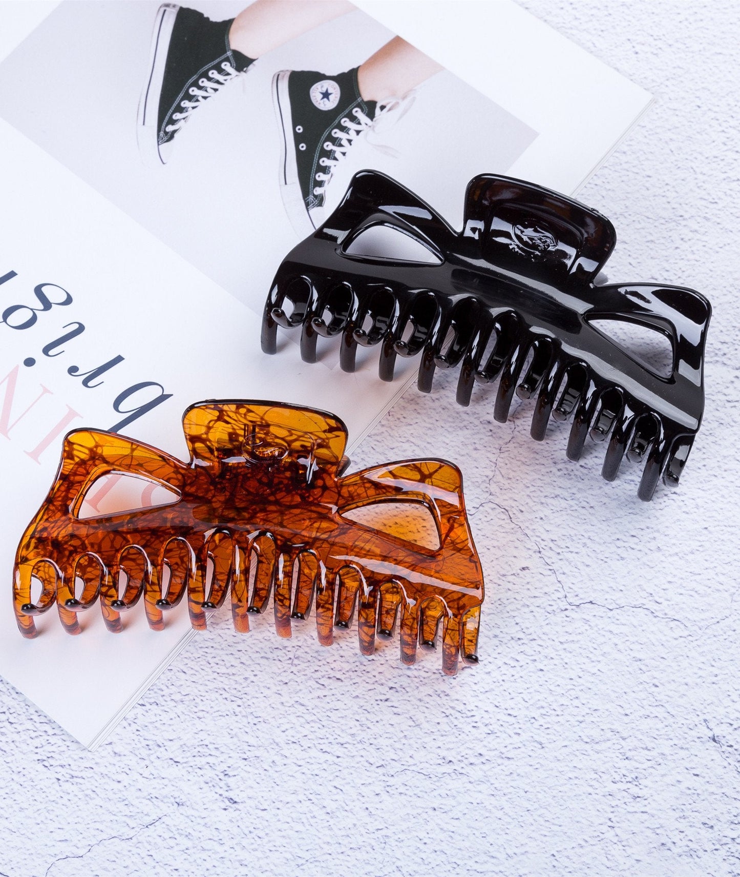 Prettyou Thick Hair Super Large Clips Crystal Plastic Claw Clamps Hairgrips Clips Accessories for Women, 2 pack. (A) Beauty & Personal Care Prettyou