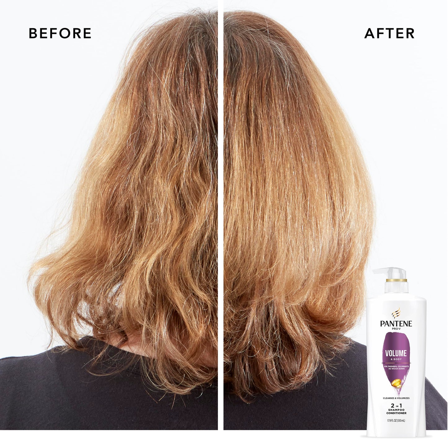 Pantene Pro-V Volume & Body 2 in 1 Shampoo & Conditioner,17.9 fl oz Pump Bottle Beauty & Personal Care Pantene